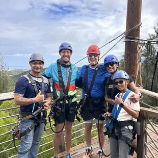 Family and friends on the zip line experience.