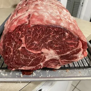 17.65lb 30-Day, Wet-Aged, USDA Choice, Rib Roast after 36hr Dry Brine. Amazing marbling for a Choice rating.
