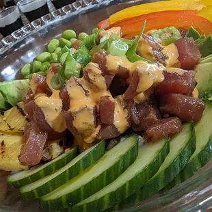a plate of food with a variety of vegetables