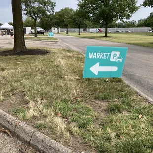 Visible signs for parking area.
