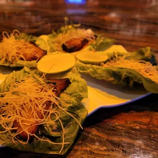 Miso sea bass lettuce wraps