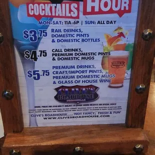happy cocktails hour sign