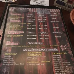 menu