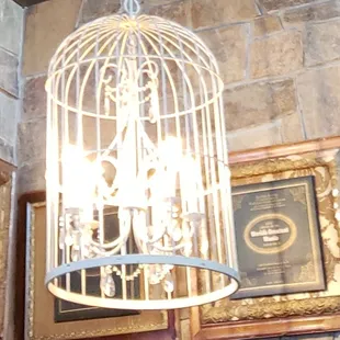 a chandelier hanging from the ceiling