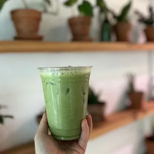 iced matcha with oat milk