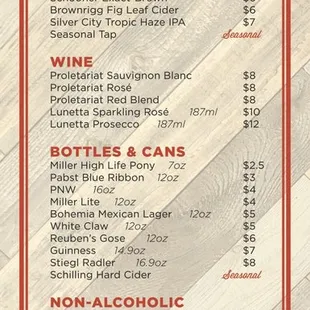 Full Cocktail Menu