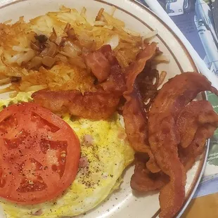 Western omelet with hash brown and bacon