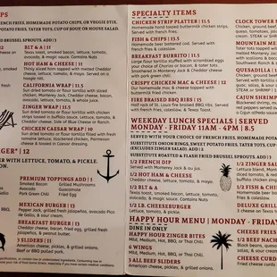 the menu of the restaurant