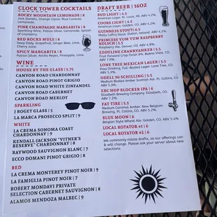 Menu as of June 8, 2022