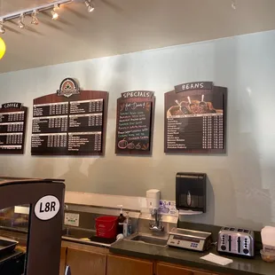 menus on the wall