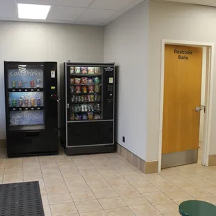 Vending machines and clean bathroom