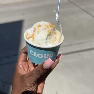 Scoop of lavender with peach jam