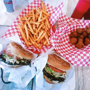 Rain city burger, mushroom Swiss, fried and fried mushroom!