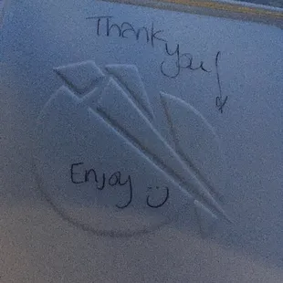 Aww! They wrote thank you on the box!