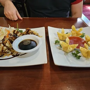 Gyoza and the crab rangoon