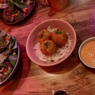 Forager salad + chicken arrancini