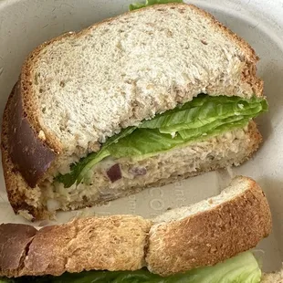 Warmed tuna sandwich