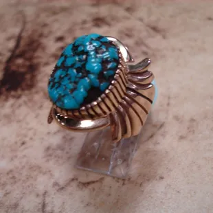 THOMAS BARBRE CHEROKEE HANDMADE 14K GOLD RING 2500.00