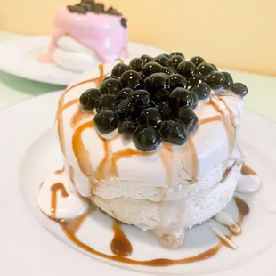 Brown Sugar Boba with Milk and Strawberry Cream with Oreos