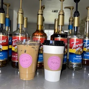 a variety of cold drinks