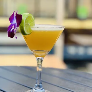 a cocktail in a coupe glass