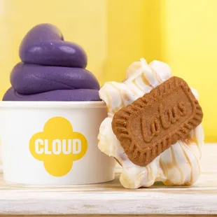 Ube Ice Cream &amp; Biscoff Mochi Waffle