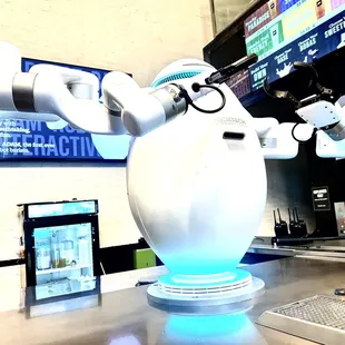 a robot at a coffee shop