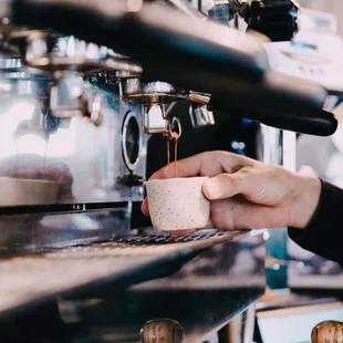 Cloud9 Coffee barista pulling espresso