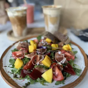Fig and Prosciutto Salad with Cloudy Coffee and Butterscotch Coffee