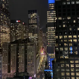 a view of a city at night