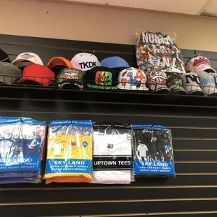 Hats and t-shirts