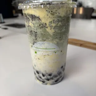 Crème Brûlée Matcha Tea with Boba