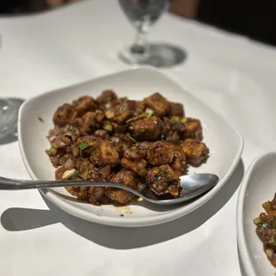 two plates of food on a table