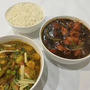 Aloo Gobhi Mutter, Basil Chicken