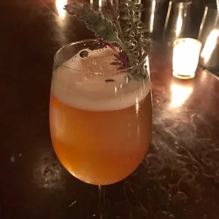 victory garden: London dry gin, tomato water, strawberry, basil, fino sherry, lemon