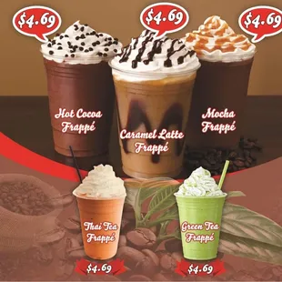 the price of three different drinks