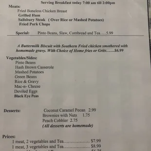 Saturday/ March 13, 2021/ Menu