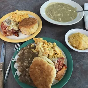 Top chicken and dumplings with  mac and cheese with tomato pie and biscuit  then 4 vegetable plate and biscuit  Lunch specials Wednesdays