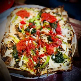 a pizza on a plate