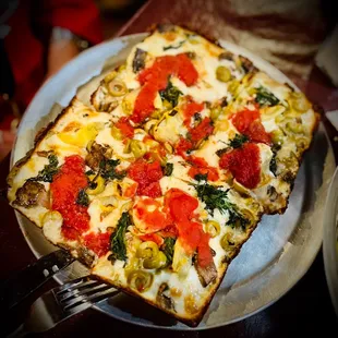 a pizza on a plate