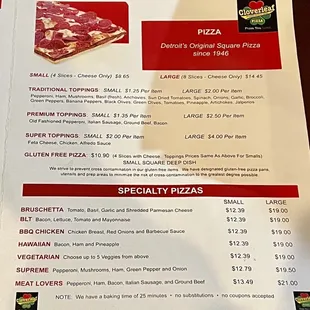 menu