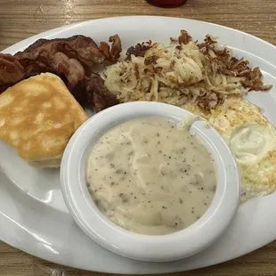 Biscuit and gravy with gravy on the side