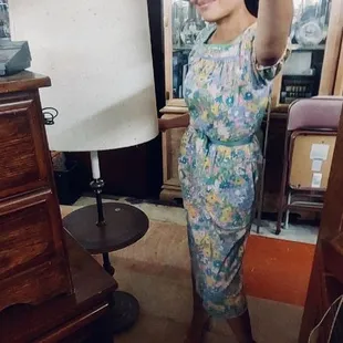 Me modeling a vintage dress