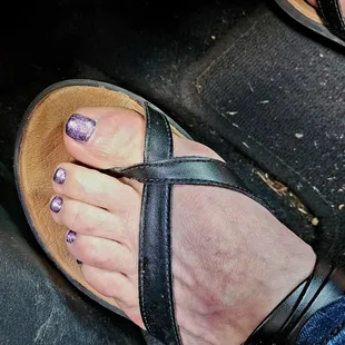 Pedi with new color changing polish.  Great selection of colors and techniques.   Hard to choose.