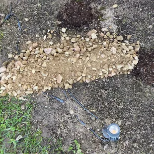 Dirt mixed in with a bunch of rock.