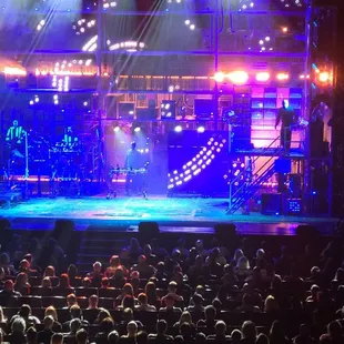 Stage view with cool lighting throughout the show.
