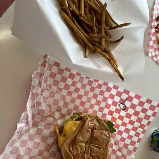 Burger and fries