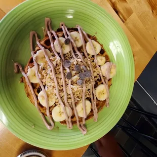 The other child chocolate craze waffle. She destroyed it
