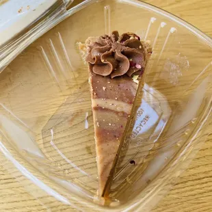 Chocolate Peanut Butter cake slice - you might think it&apos;s small, but it&apos;s the perfect amount!