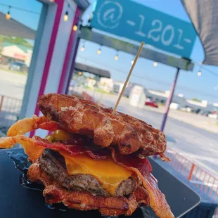 Waffle Burger -brunch item